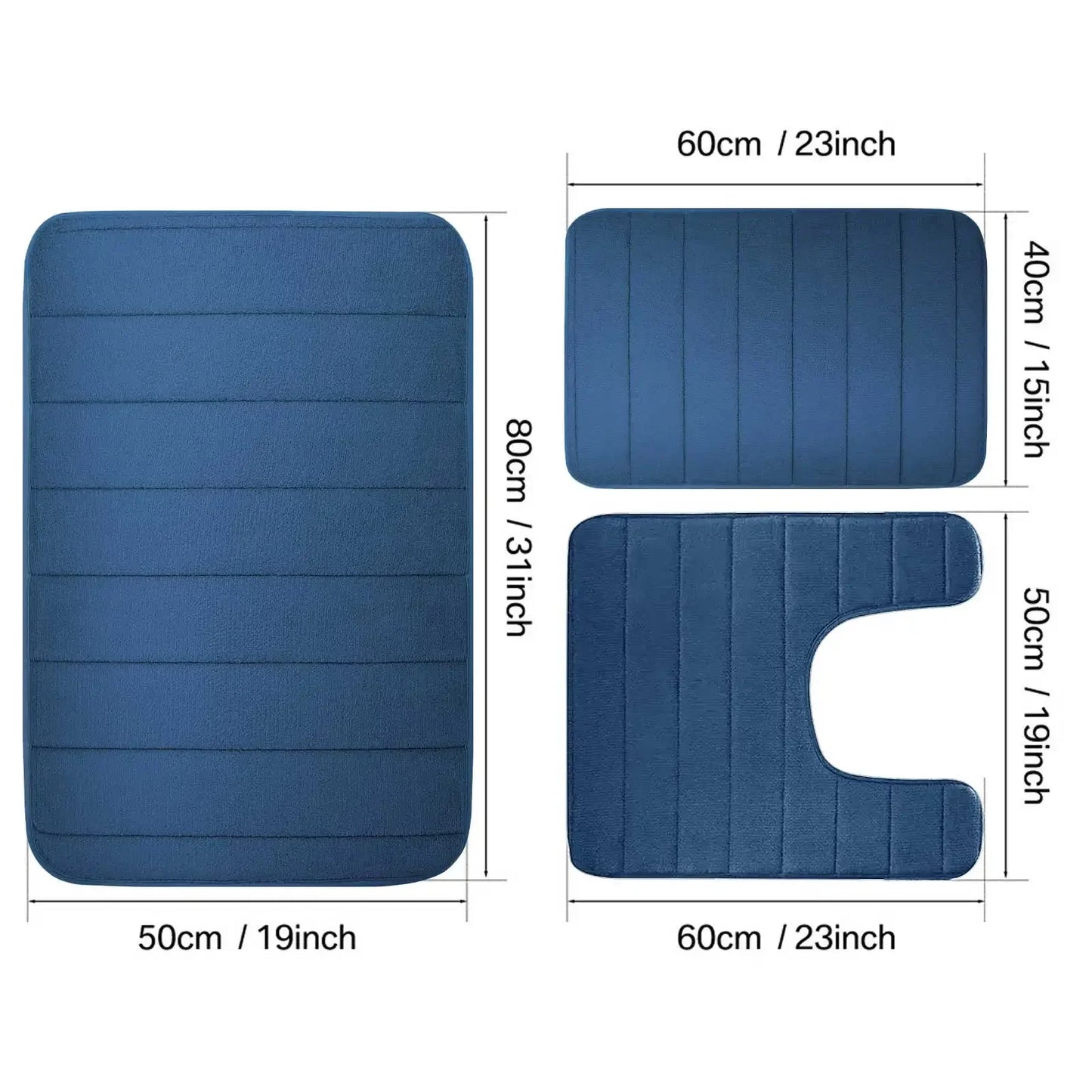 Memory Foam Bath Mat Set Super Absorption Non-Slip