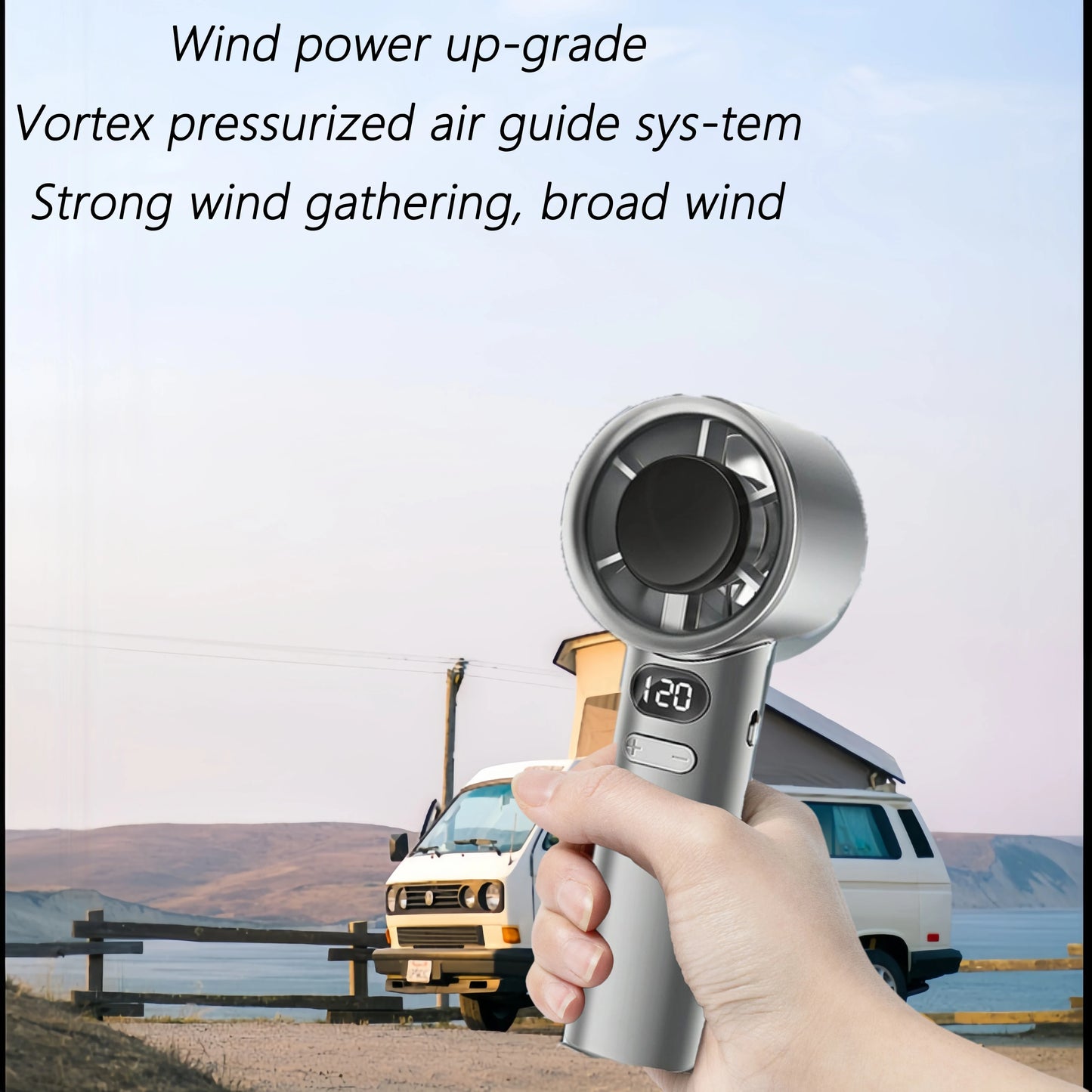 Portable Fan 120-Speed Digital Display Ice Cooling