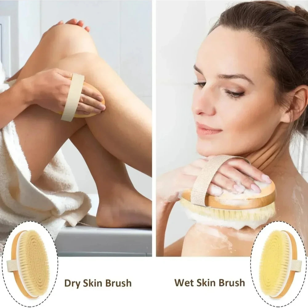 Natural Bristle Dry Body Brush — Smoother Skin in 5 Minutes a Day