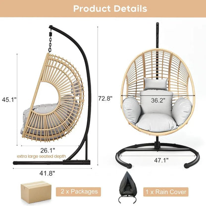 Hanging Egg Chair with Stand, Outdoor Swing Egg Chair