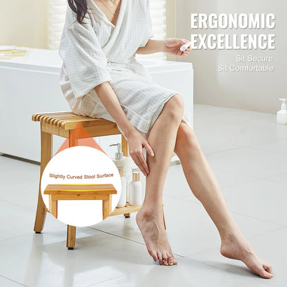 Bamboo Shower Bench  Waterproof Shower Stool, Chair