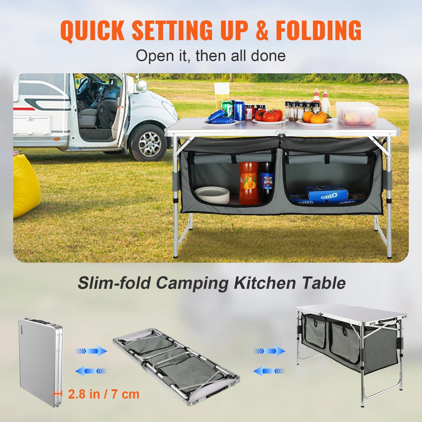 Camping Kitchen Table Quick set-up Folding Camping Table