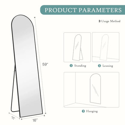 High-Quality Arched Full Length Mirror, Standing Design