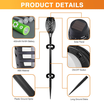 Outdoor LED 4/6/8/12Pcs Solar Torch Lights