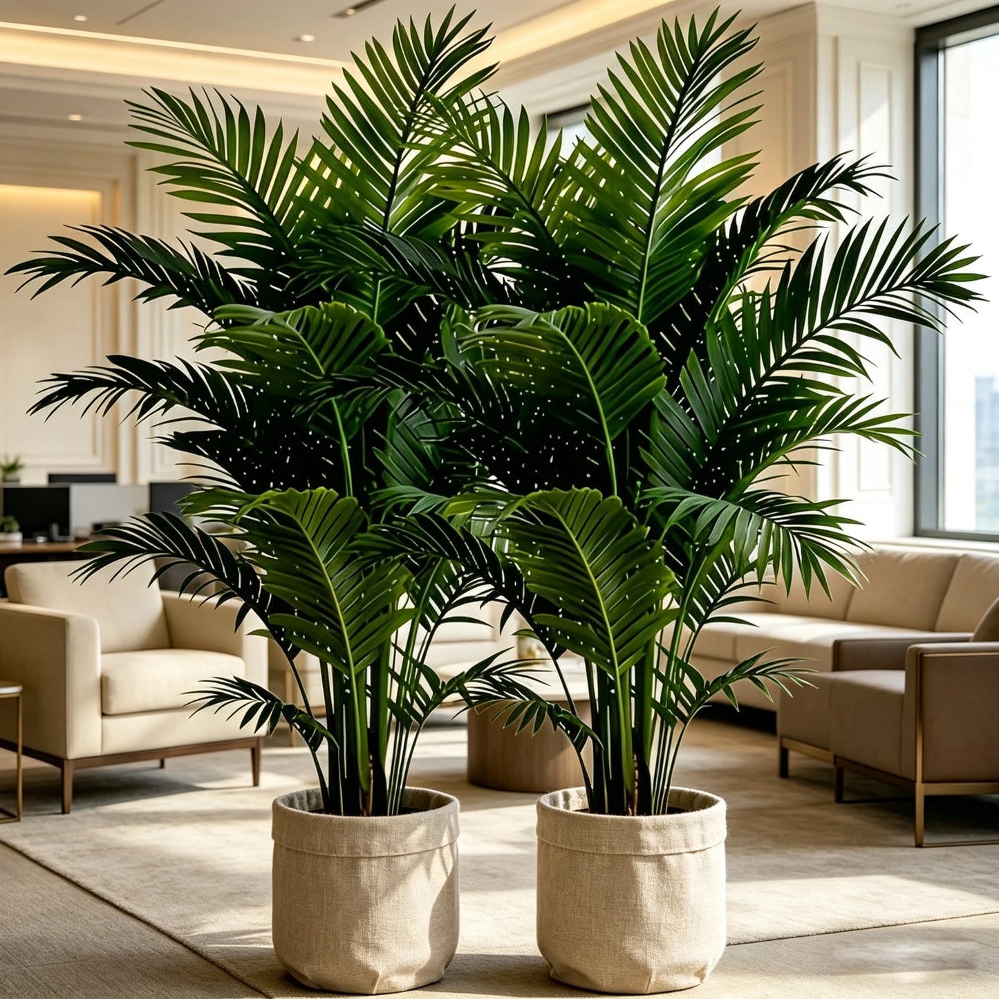 21 Inch Artificial Palm Tree, 2 Pack Fake Areca Palm Plant,