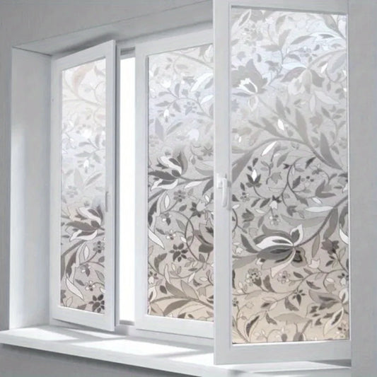 Elegant Tulip Design Window Film - Self-Adhesive, Transparent