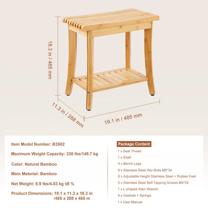 Bamboo Shower Bench  Waterproof Shower Stool, Chair