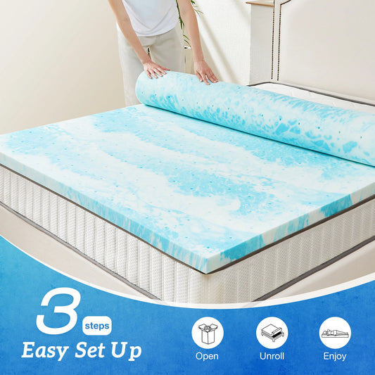 Full Size Memory Foam Breathable Cooling Mattress Topper