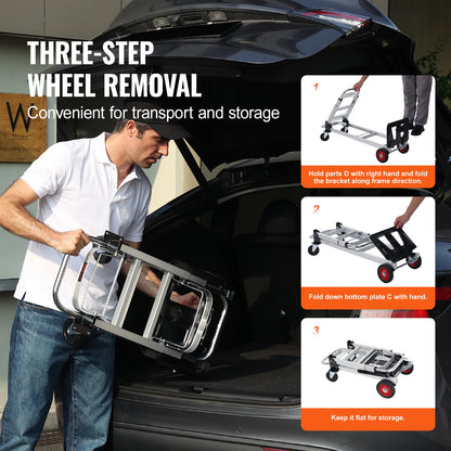 400lbs Folding Hand Truck Lightweight Dolly with Wheels