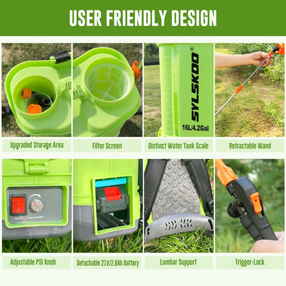 4.2 Gallon Weed Yard Sprayer,100 PSI Garden Sprayer