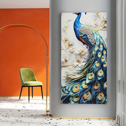 1.5 inch solid wood frame modern abstract peacock canvas