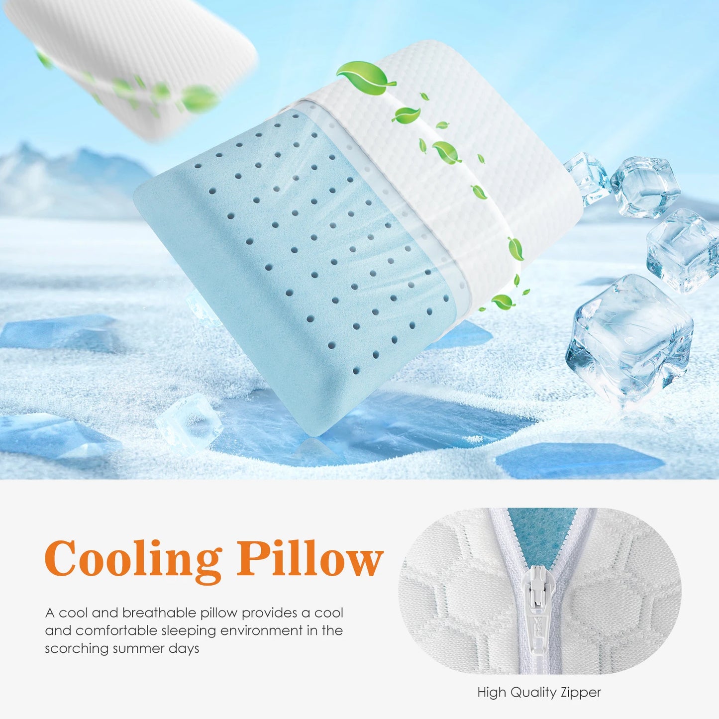 1-piece Memory Foam Pillows, Neck Pillow Ventilated Cooling