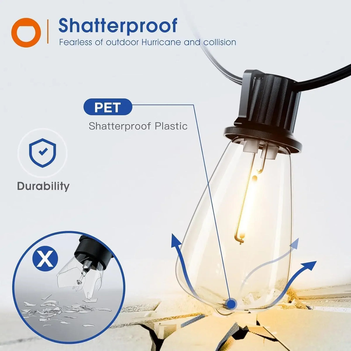 150FT LED Outdoor String Lights Waterproof Patio Lights