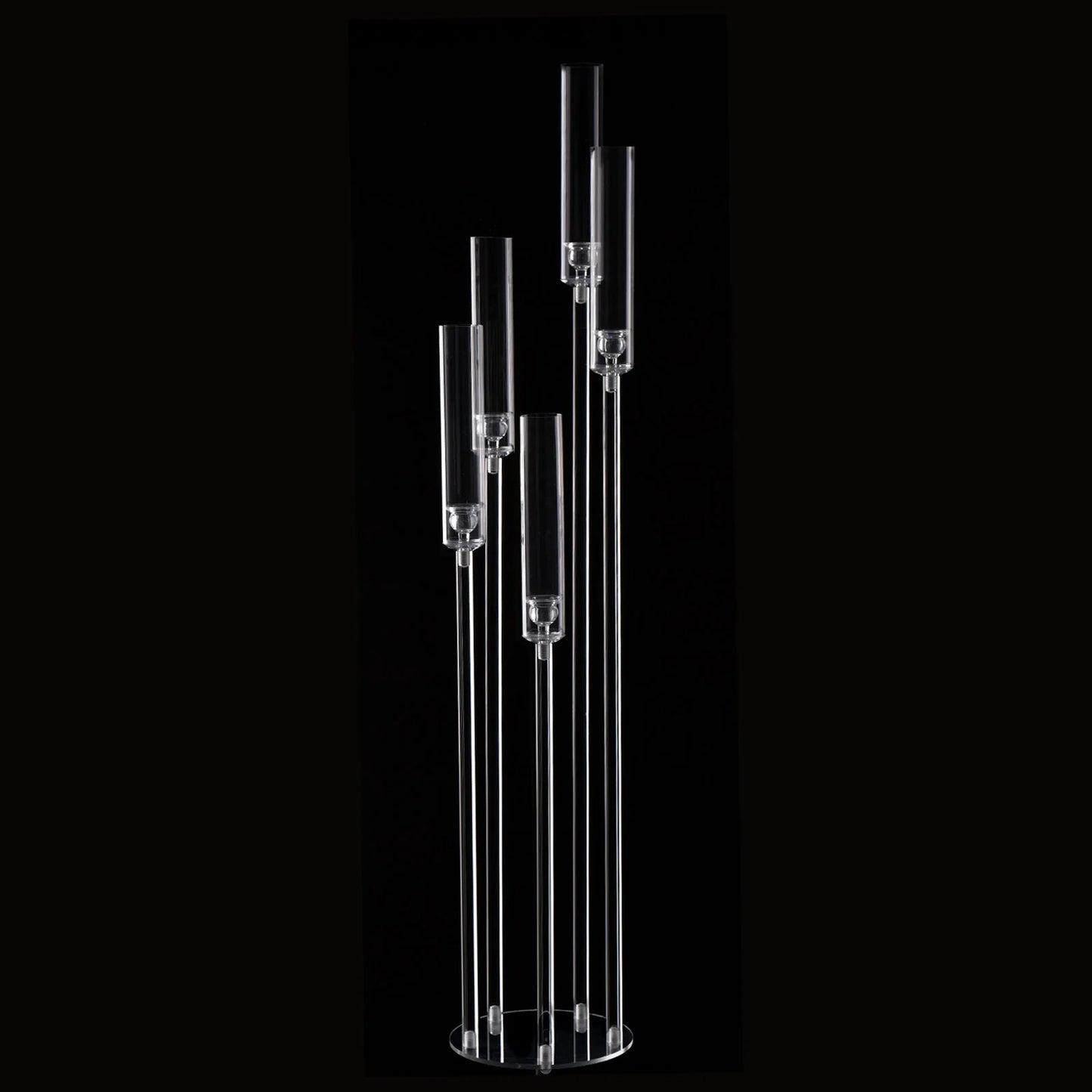 Acrylic 5-Arm Candelabra LED Taper Candle Holders