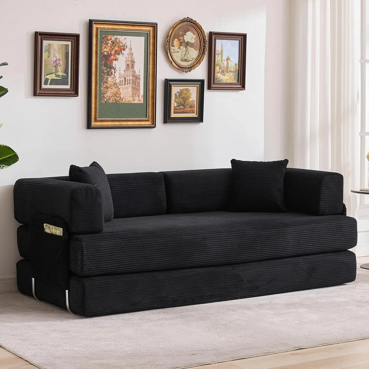 5-in-1 Convertible Sofa Bed,  No Assembly, Multi-Functional Futon