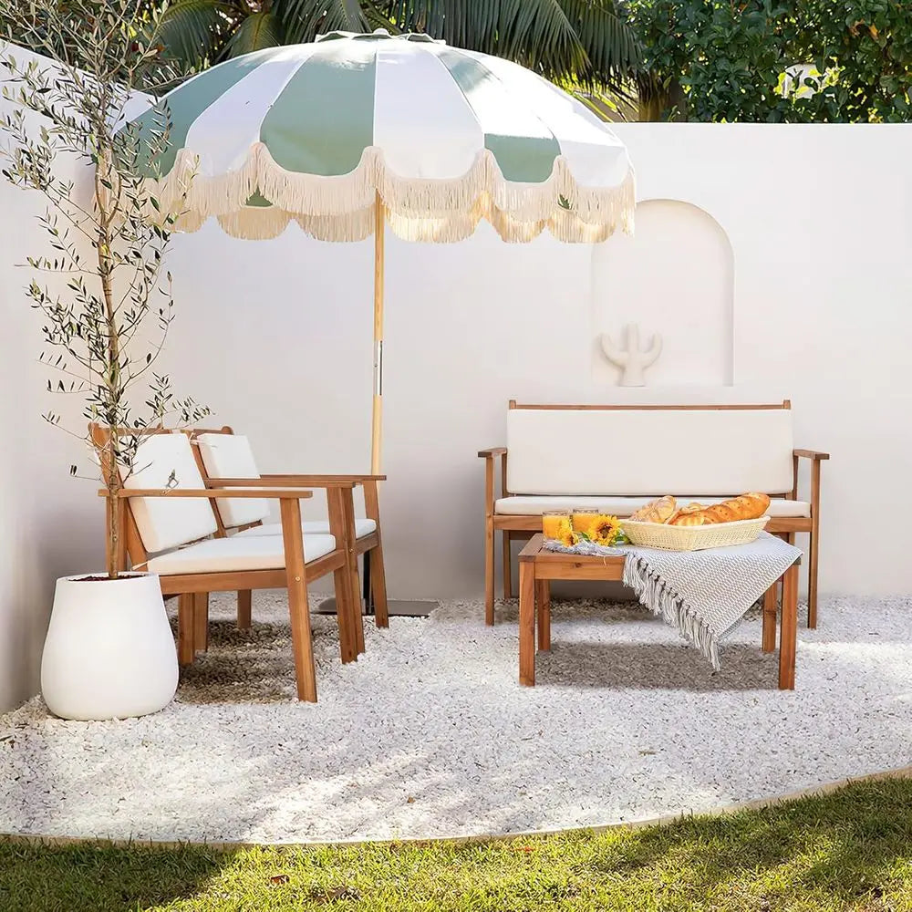 Patio Furniture 4 Piece Acacia Wood Outdoor