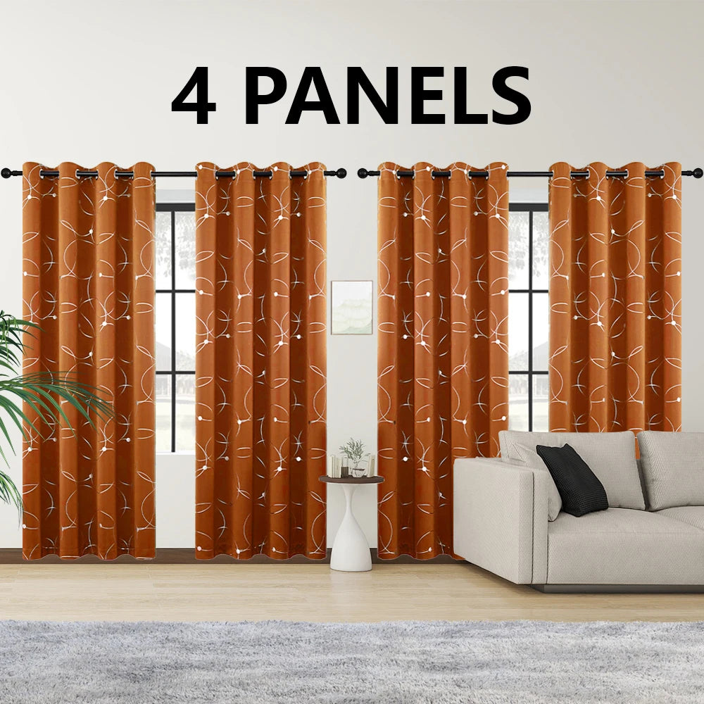 4PCS Blackout Curtains Grommet Thermal Insulated