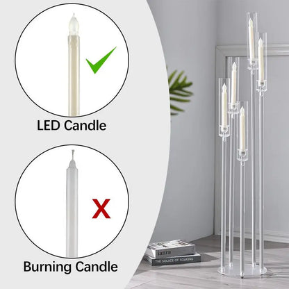 Acrylic 5-Arm Candelabra LED Taper Candle Holders