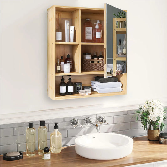 Wall Medicine Cabinet Cupboard Natural Bamboo Bathroom