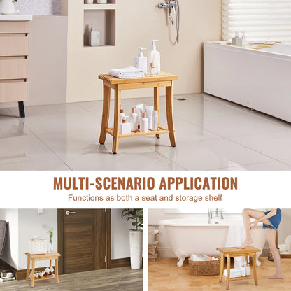 Bamboo Shower Bench  Waterproof Shower Stool, Chair