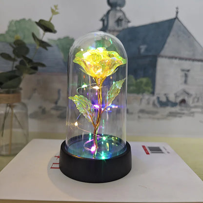 Artificial Glass Flower with Eternal Rose LED