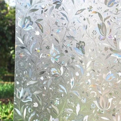 Elegant Tulip Design Window Film - Self-Adhesive, Transparent