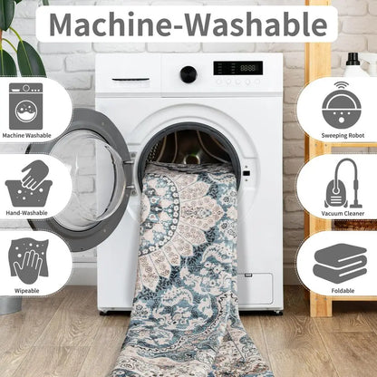6x9 Area Rugs Washable Vintage Rug, Non-Slip