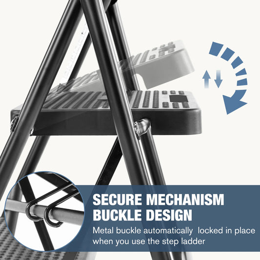 Folding 2 Step Ladder Stool with Anti-Slip Pedal