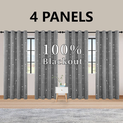4PCS Blackout Curtains Grommet Thermal Insulated