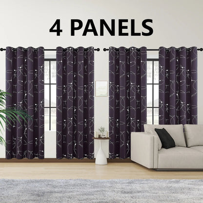 4PCS Blackout Curtains Grommet Thermal Insulated