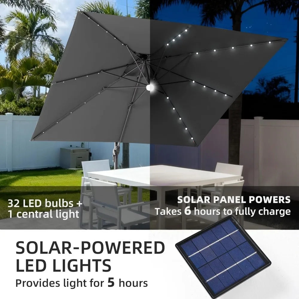 9x9 FT Outdoor Cantilever Patio Umbrella with Base Included