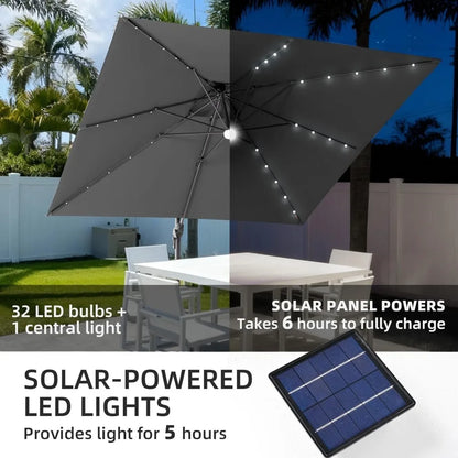 9x9 FT Outdoor Cantilever Patio Umbrella with Base Included