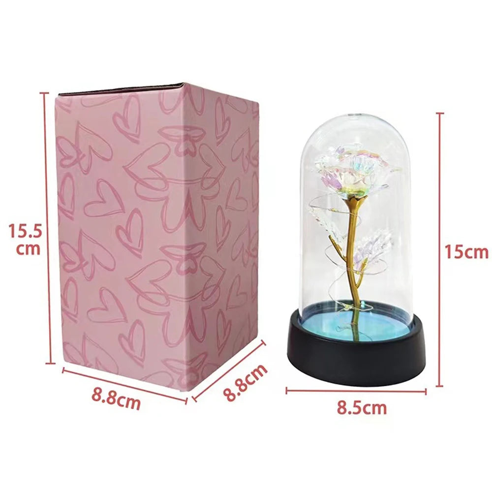 Artificial Glass Flower with Eternal Rose LED