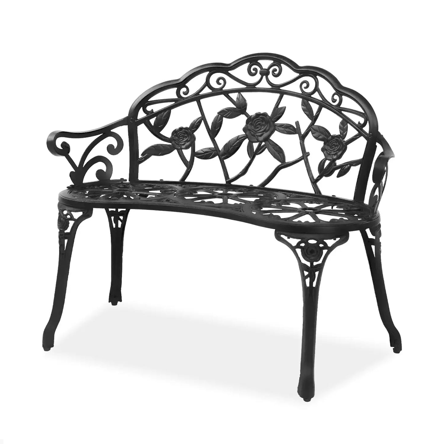 38.5" Patio Outdoor  Bench, 2-Person Cast Iron Cast Aluminum