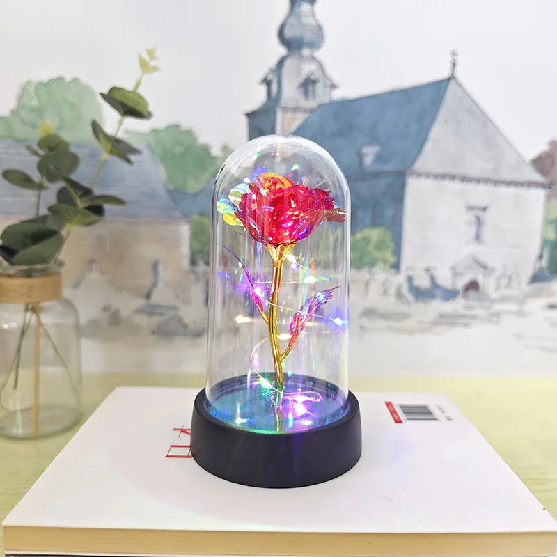 Artificial Glass Flower with Eternal Rose LED