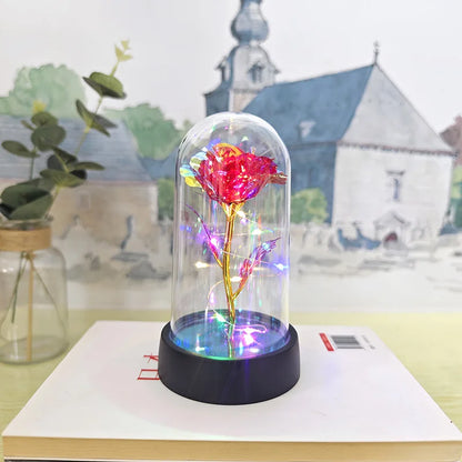 Artificial Glass Flower with Eternal Rose LED