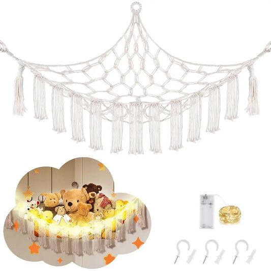Stuffed Animal Hammock with LED Light, Storage