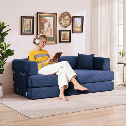 5-in-1 Convertible Sofa Bed,  No Assembly, Multi-Functional Futon