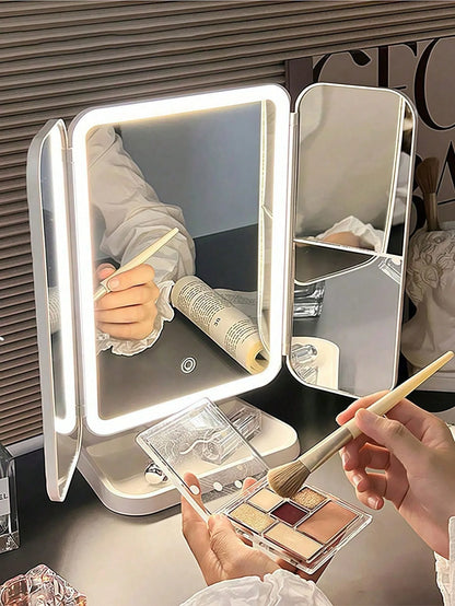 Trifold Makeup Mirror LED Lights