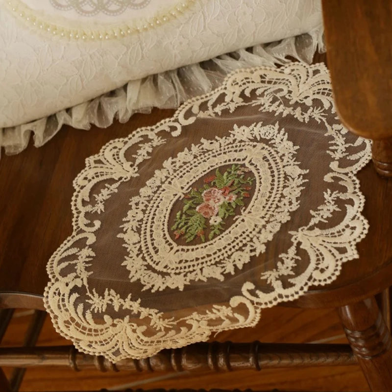 French Style Retro Oval Lace Placemats