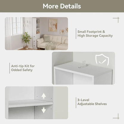 Storage Cabinet Tall Narrow Bathroom  Adjustable Shelves