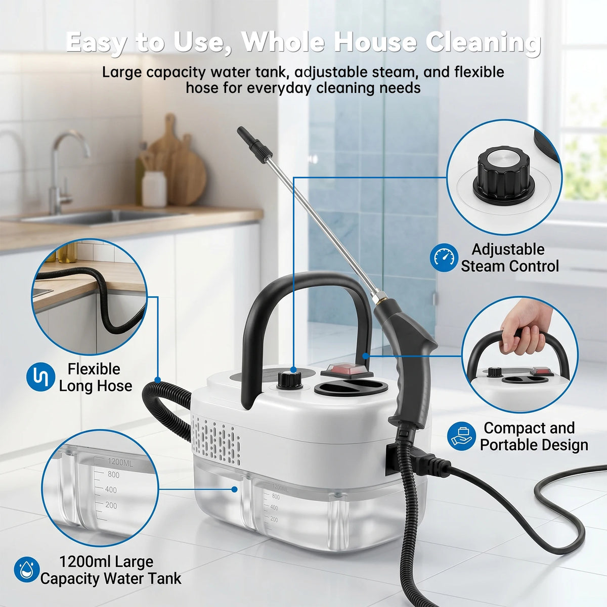 Portable Steam Cleaner — Blasts Grease & Grime in Seconds