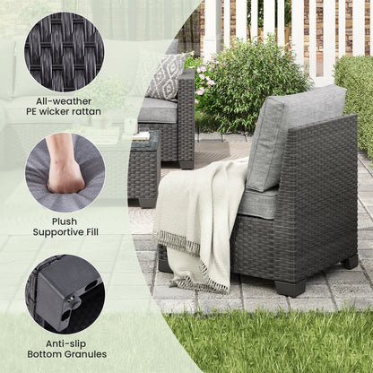Patio Sectional Sofa Set, Outdoor Furniture with Ottoman