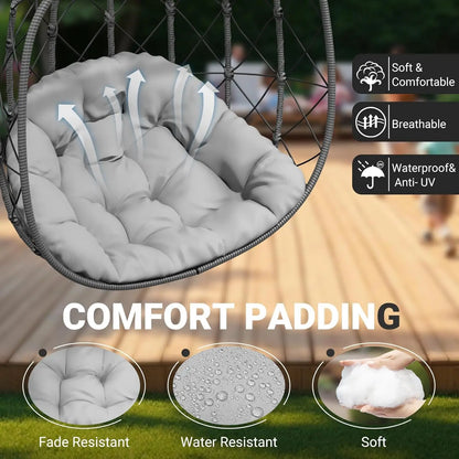 Double Egg Swing Chair with Stand - Outdoor Patio