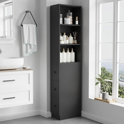 Storage Cabinet Tall Narrow Bathroom  Adjustable Shelves