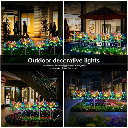 Solar LED Fireworks Lights 8 Lighting Modes Waterproof