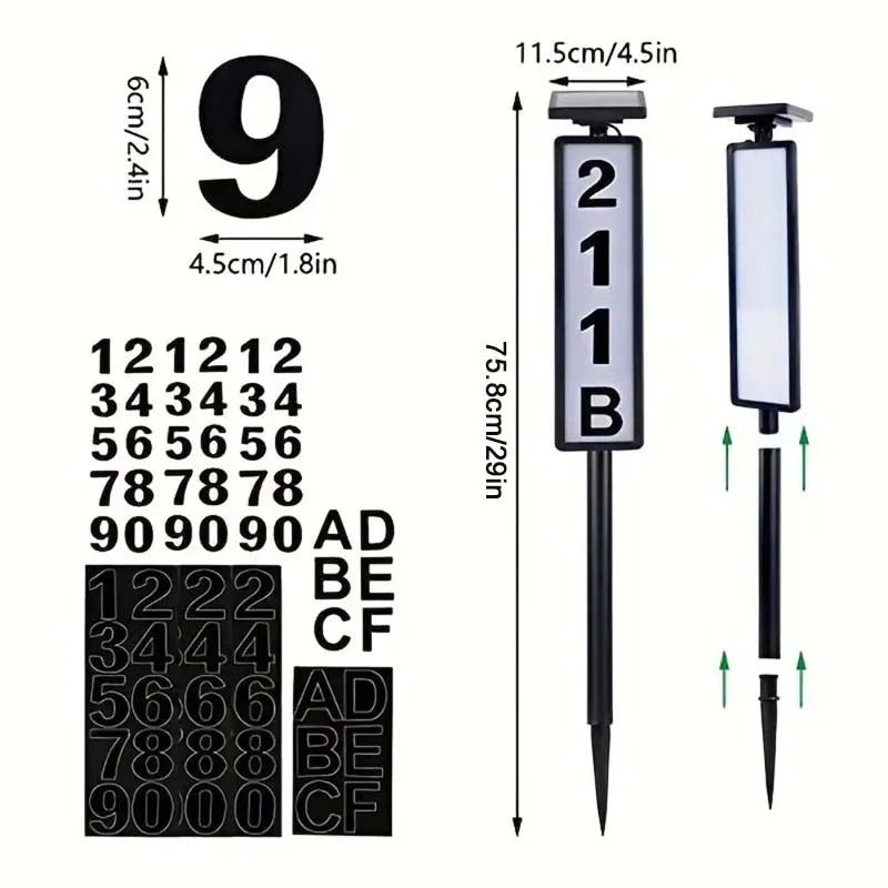 Solar Light Powered House Number's  Pole Mount