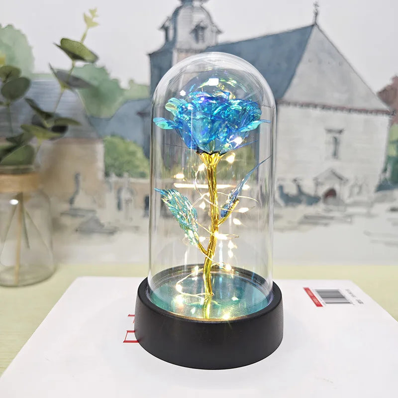 Artificial Glass Flower with Eternal Rose LED