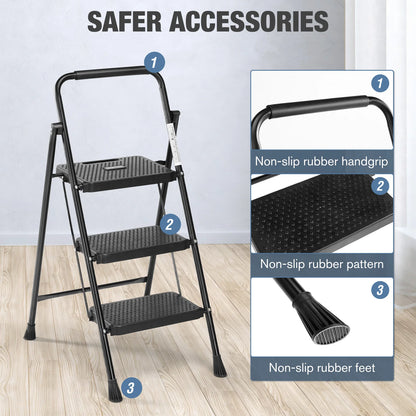 Folding 2 Step Ladder Stool with Anti-Slip Pedal