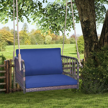 Patio Rattan Porch Swing, Single Person With Cushions